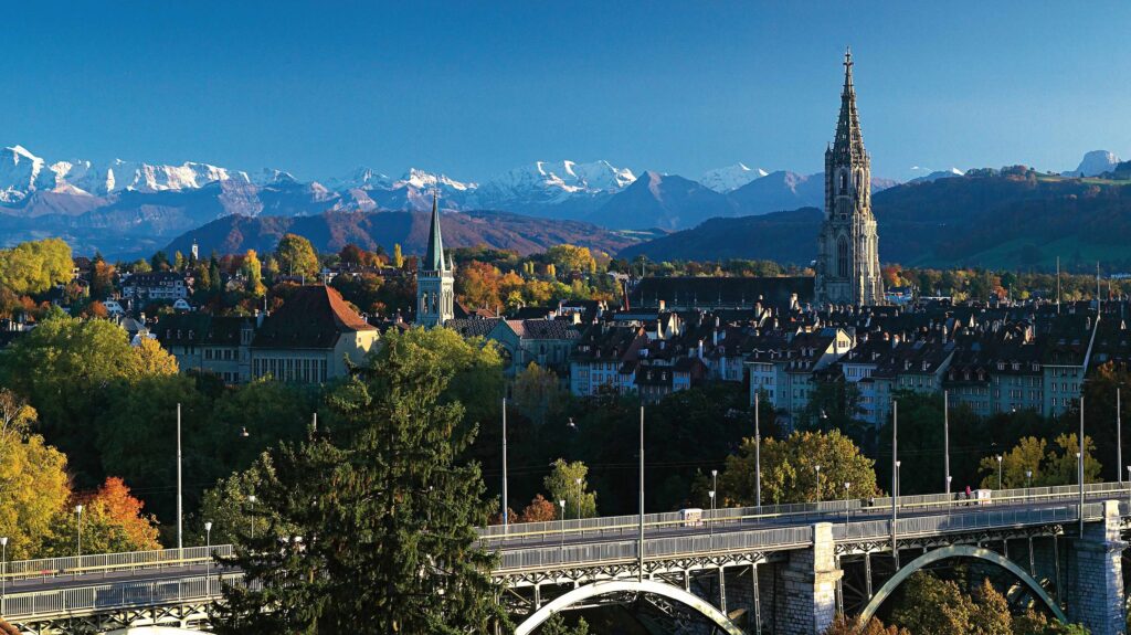 Bern with old town and Alps